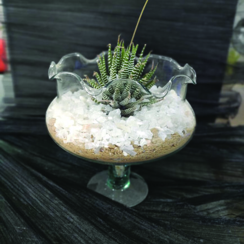 Crinkle Top Glass Bowl Vase