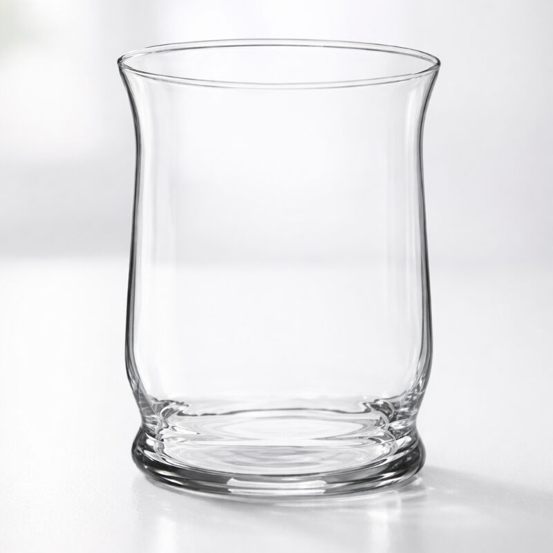 Transparent glass vase with a spiral design