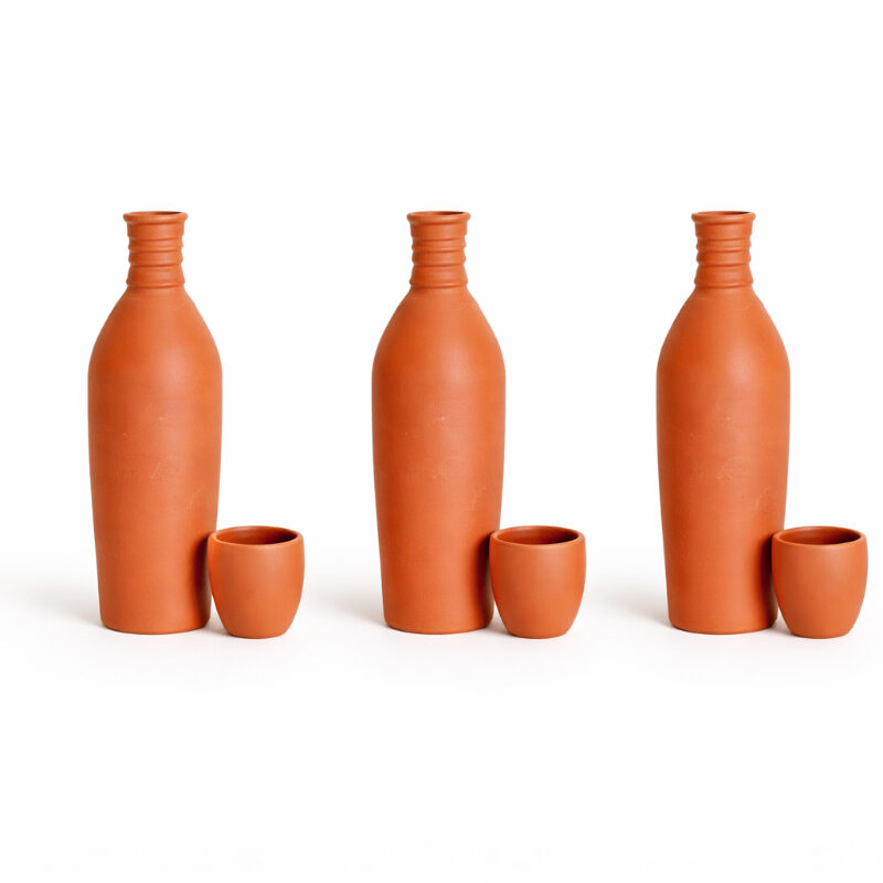 3-Piece Clay Bottle and Cup Set