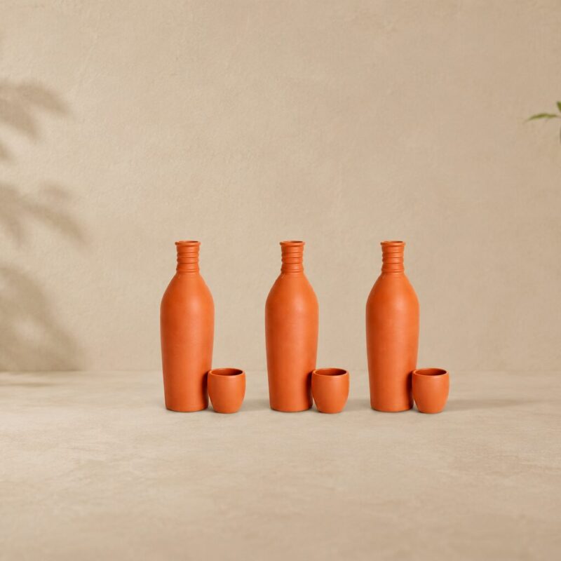 3-Piece Clay Bottle and Cup Set