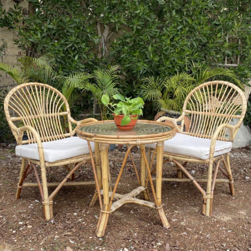 Classic Bamboo chairs (2)+table